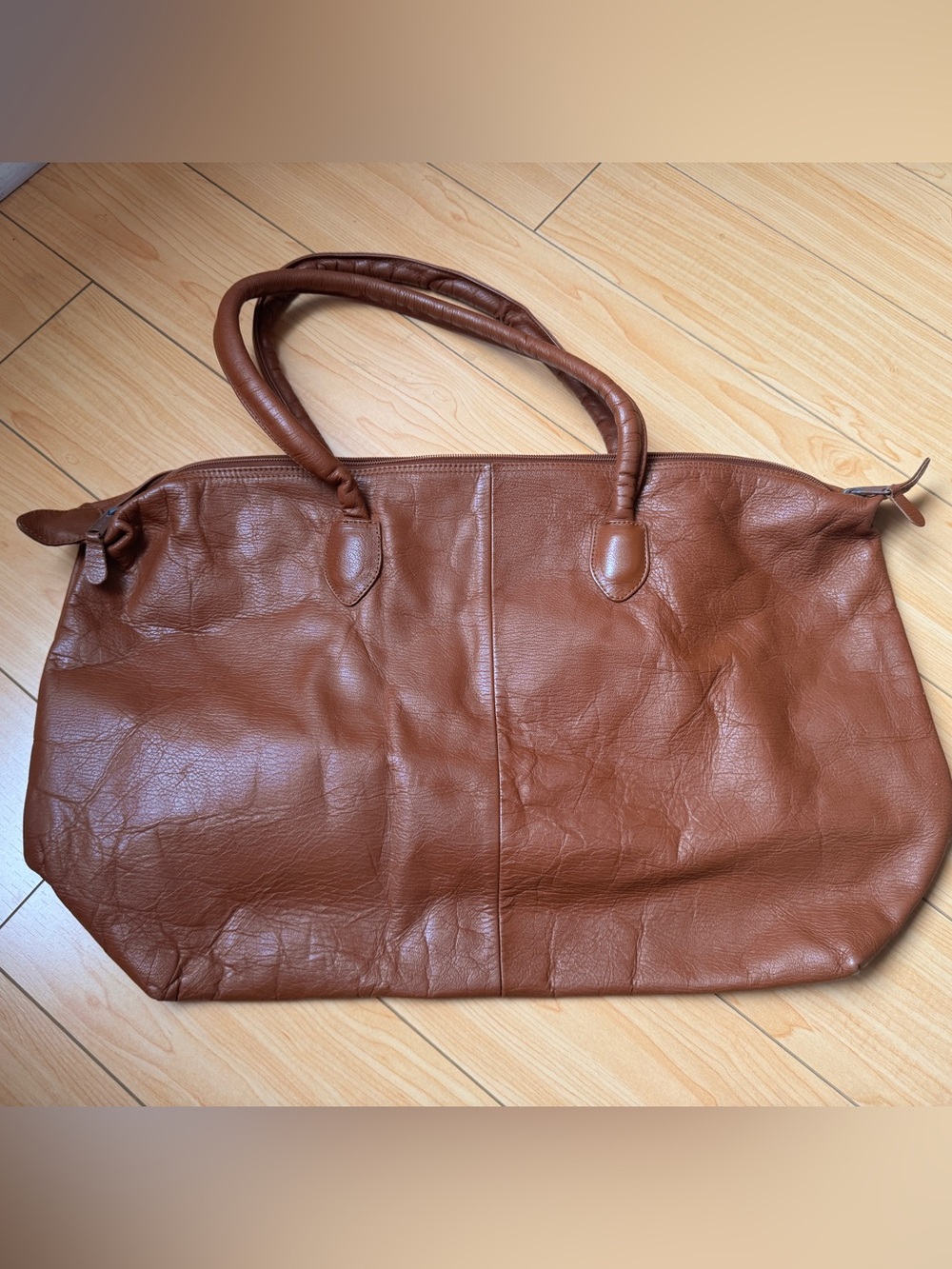 Vintage Classic Brown Leather Tote Bag